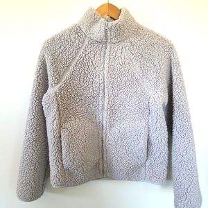 Double Zero Full Zip  Light Gray Sherpa Fleece S